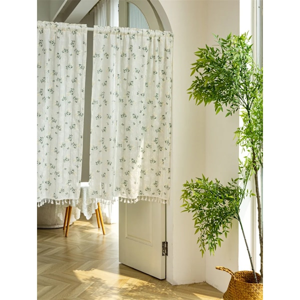 Korealainen puuvilla Daisy Gardiner Road Pocket Shade Gardin Floral Tassel Keittiöön Makuuhuoneeseen Olohuoneeseen Bay Ikkuna Kaappi Verho 1 panel Style 5 W140XH200cm