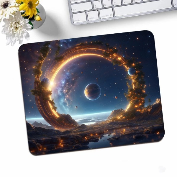 Galaxy Small Gaming Mouse Pad Skrivbordsmatta Gummimatta halkfri Anime Musmatta Datortillbehör Skrivbordsskydd Kawaii Cute Keyboard Pads jw0003883 25x29cm