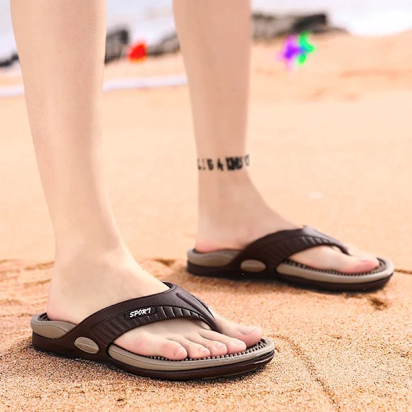 Sommeren Mænds Flip-Flops Massage Granulat Mænd Toffler Bekvemme Strand Sandaler Mænd Casual Sko Hus Flip Flops Badet Rumssko Black 45