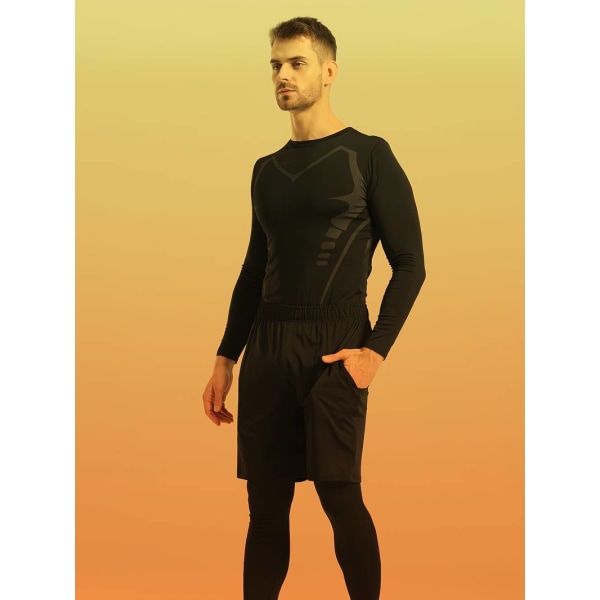 Men's Thermal Long Sleeve Compression Set: Quick Dry & Moisture Wicking Sportswear For Maximum Performance