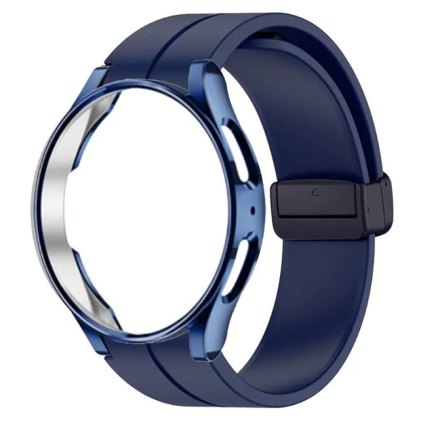 Original Silikonrem+ Case För Samsung Watch 4/5 40 44mm Watch 5 Pro 45mm Magnetiskt spänne Band Galaxy Watch 4 Classic 42 46mm midnight blue Galaxy watch 5 40mm