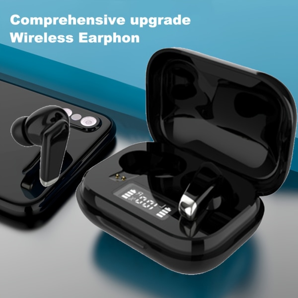 True Wireless Headset, In-ear, Lång batteritid, Hög kvalitet, Digital Display, Lämplig för Android, Unisex, Löpning White