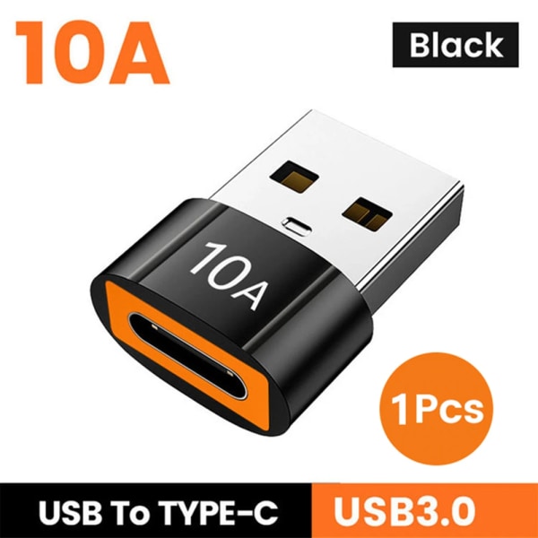 Adaptateur de données USB 3.0 Type C, convertisseur mâle vers femelle, connector OTG rapide, Macbook, Xiaomi, Samsung S20, 10A, OTG Black 1PCS