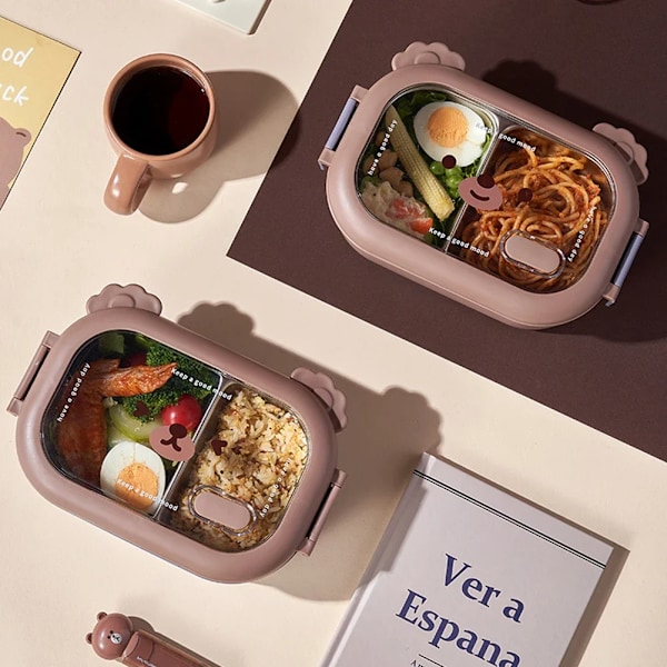 Rostfritt stål lunchlåda mikrovågsugn matförvaring termosbehållare Bento-låda bärbara galler Bento-burk för vuxna barn skola Dark Blue