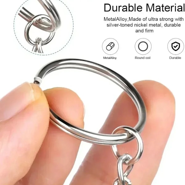 Sølvbelagt Metal Tom Nøglering Kæde Split Ring Keyfob Nøgleholder Ringe Smykker Fremstilling Resultater At Gøre Nøglekæder Aca Fremstillinger style B-300pcs