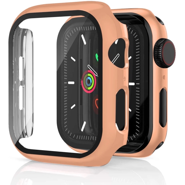 Glas+ cover För Apple Watch Case 44mm 40mm 42mm 38mm stötfångare Skärmskydd för Apple Watch Tillbehör 9 8 7 6 5 4 3 41mm 45mm E Rose Gold 31 Series 321 38MM