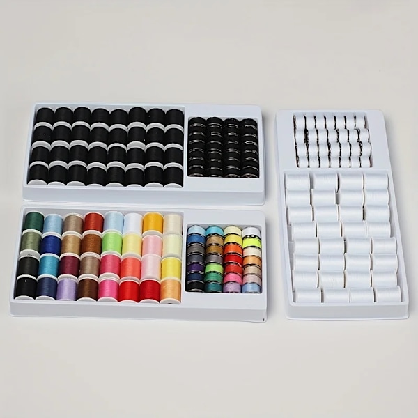 60Pcs Set Sytrådsats 32Pcs Mini Spolar Och 28Pcs Bobbins För Symaskin Handsyningstillbehör White