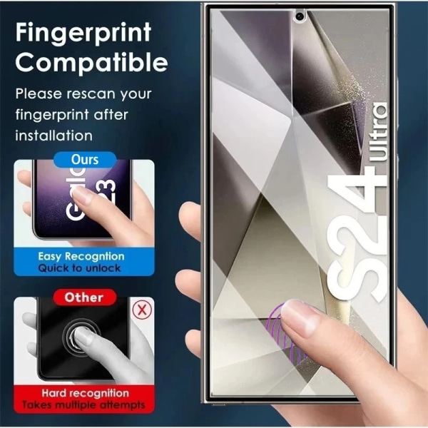 3st skärmskydd för Samsung Galaxy S24 S23 S22 S21 Ultra Plus HD härdat glas Fingeravtryckslås upp telefontillbehör cover S21 Plus 3 Pieces