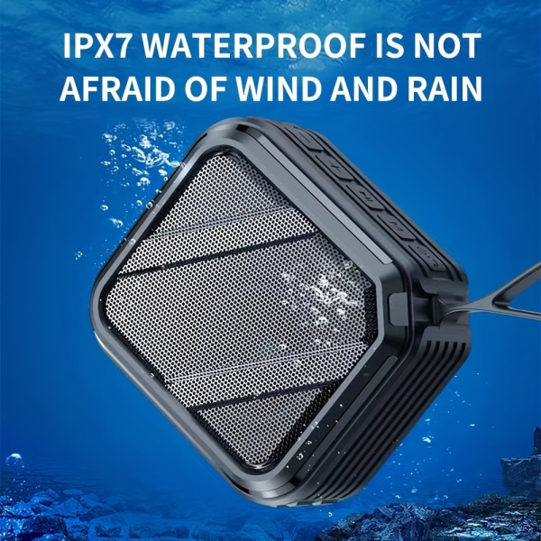 Trådlös bärbar utomhushögtalare, IPX7 vattentät dusch med stöd för djup bas FM-radio, Aux, TF-kort, U Disk Black