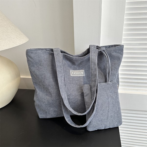 Ny dametaske kunstnerisk stribet håndtaske pendler stor kapacitet casual kludtaske all-match skulder tote taske Light Gray Plus Small Bag 38.5*28.5*9