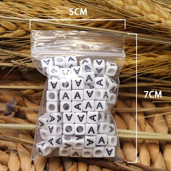 100/200 stk./parti 6MM firkantede hvide bogstav akryl løse afstandsperler alfabetperler smykkefremstillingsartikler gør-det-selv håndlavede tilbehør K 100 pieces