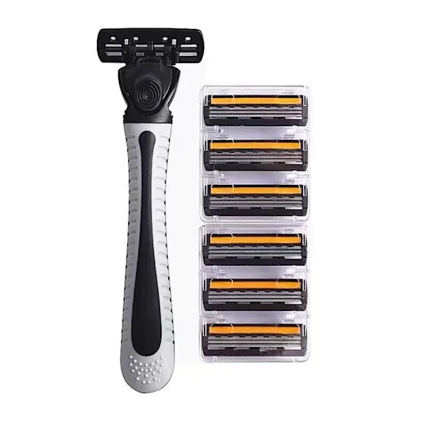 Barbermaskine Mænd Razor Tre Lag Rustfrit Stål Blad Barbermaskine Genanvendelig Hårfjerning Barbering Gammel Stil Med Smørestrimmel Manuel Barbermaskine Gray 19 pcs