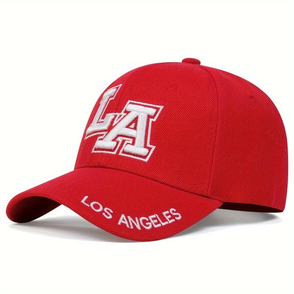 2st Los Angeles broderi cap Enfärgad Casual solhatt Lätt justerbar pappa hattar kvinnor män Red One Size Fits All