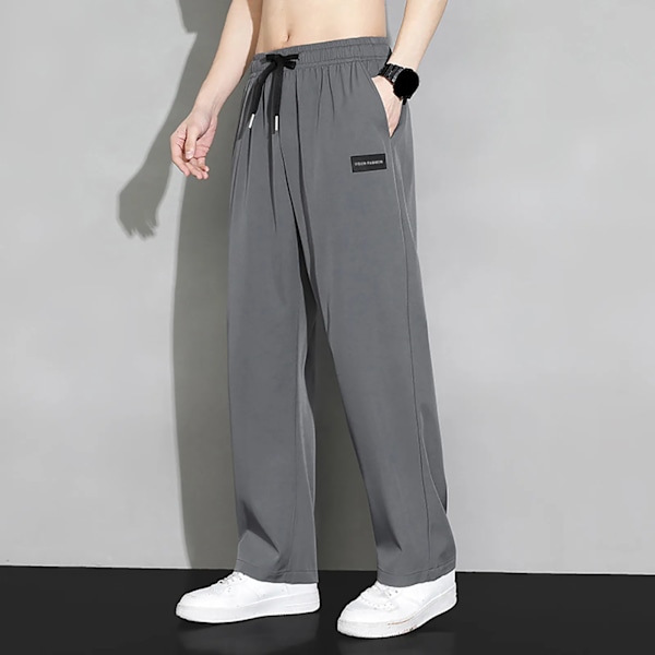 Man Byxor Casual Loose Sweatpants Sportsweatwear Gym Baggy Straight Leg Joggers Träningsbyxor Mode Dragsträng Byxor S Pantalones Grey L