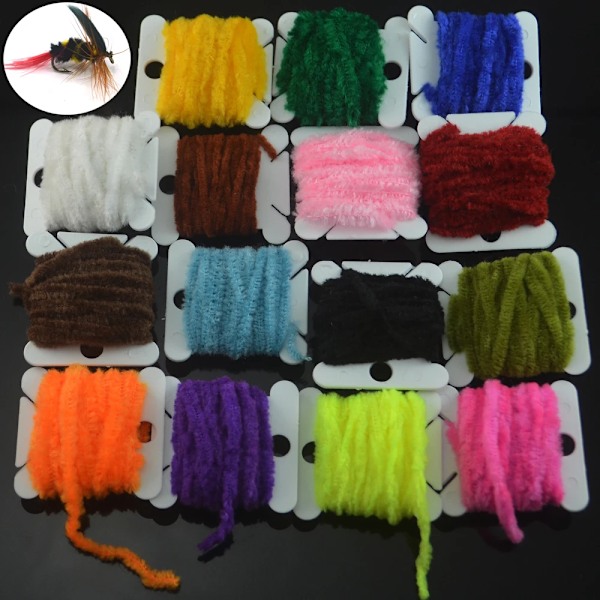 MNFT 5 stk. Fluestikningsmateriale Rayon Chenille Assorteret Rayon Chenille Midges Garn 5PCS   C9