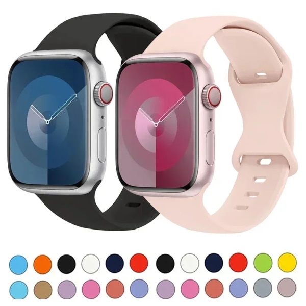 Silikonrem för Apple Watch -band 44mm 41mm 45mm 40mm 49mm 42mm 38mm Sportarmband correa iwatch Series Ultra 8 7 se 6 5 4 3 17 bright pink 38 40 41 mm M-L