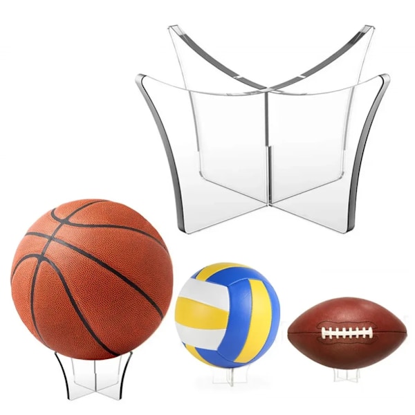 Bærbar Display Stativ i Robust Akryl til Basket, Fodbold, Rugby, Bowling - Tilbehør transparent