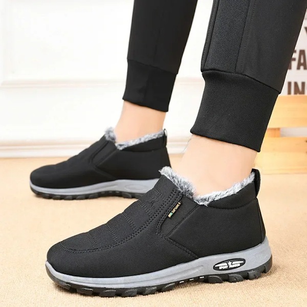 Vinter Snöskor Herr Casual Slip-on Ankelstövlar Varma Päls Bekväma Sneakers Halksäkra Botas Herrskor Zapatos Hombre2024 Female MX06 Black 37