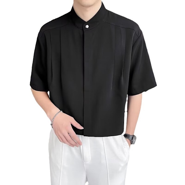 Ice Silk Skjorte Herr Hong Kong Stil Trendy Mærke Hvid Skjorte Herr Forår Sommer Casual Kortærmet Skjorte Halv Ærme Skjorte Trendy Khaki XXL