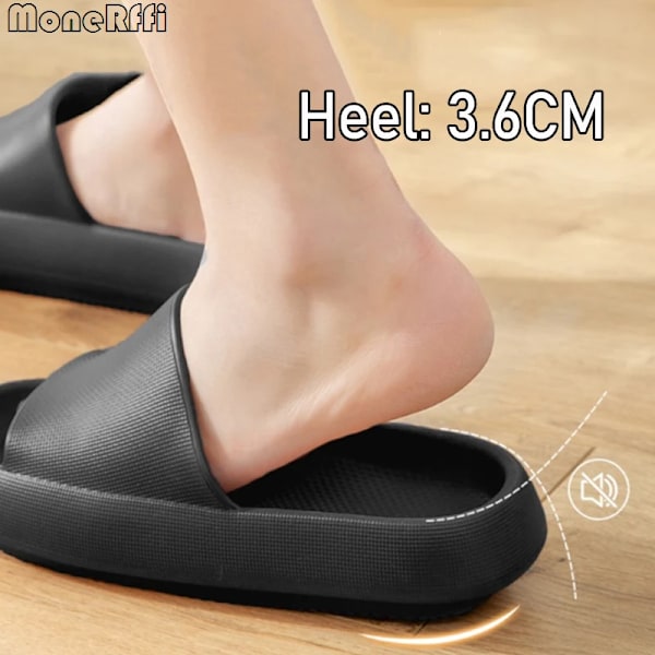 Cloud Toffpar Män Tjocka Sole Skor För Män Sommarstranden Bilder Badrum Anti-Slip Home Slipper Mjuka Sandaler Mode Fli P-Flops 3.5CM-Black 40-41(inner 25cm)