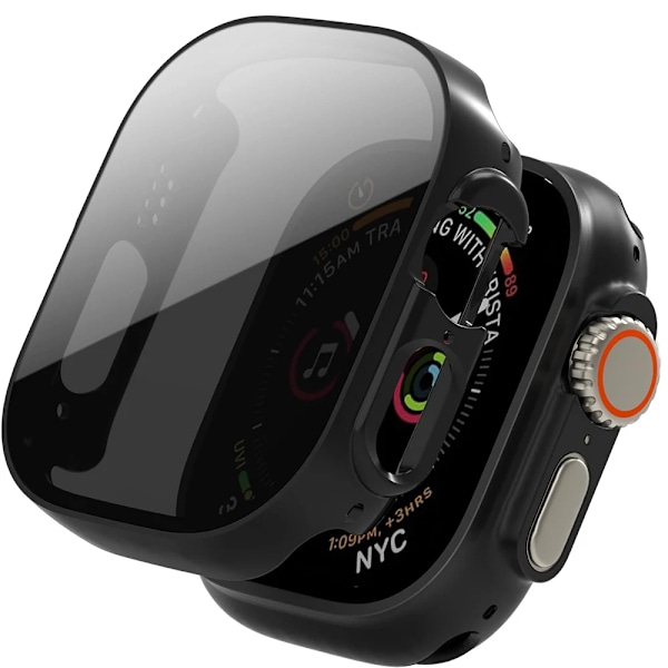 Bevakningsfodral För Apple Watch Series 9/8/7/6/5/4/Se Privacy Skärmskydd 45Mm 41Mm 44Mm 40Mm 49Mm Härdad Film Iwatch Lockare Black 45mm series 7 8 9