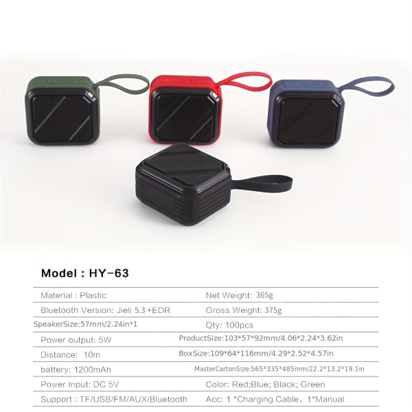 Trådlös bärbar utomhushögtalare, IPX7 vattentät dusch med stöd för djup bas FM-radio, Aux, TF-kort, U Disk Black