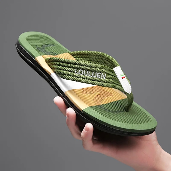 Flip Flops Mäns Sommar Utomhus Tofflor Fashionabla Sandaler Casual Beach Tofflor Olika Bekväma Hem Menns Slipp Perfekt. Green 40