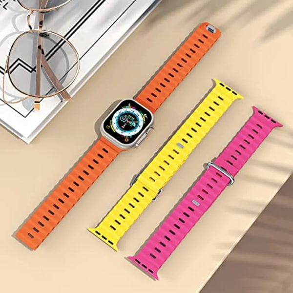 Silikonrem För Apple Watch Ultra 49mm 8 7 45mm 41mm Sportarmband för iwatch 6 5 4 3 2SE 44mm 42mm 38/40mm band Pink sand For Ultra 49mm