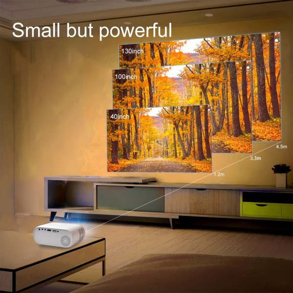 Miniprojektor, uppgraderad version 7000 Lumens bärbar utomhusprojektor, videoprojektor för hemmabio, 101,6-330,2 cm skärm, kompatibel