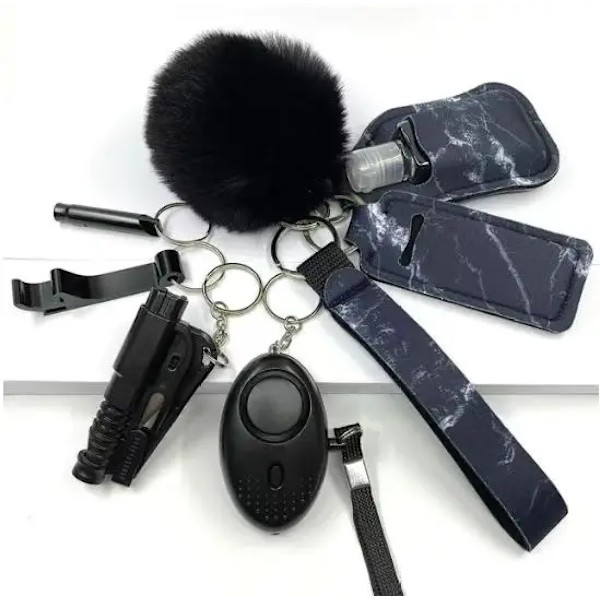 Säkerhetsnyckelkedja Full Set, Självförsvar Security Keychain Set Med Personliga Larm Skyddande Nyckelkedja Tillbehör För Kvinnor Flickor 2