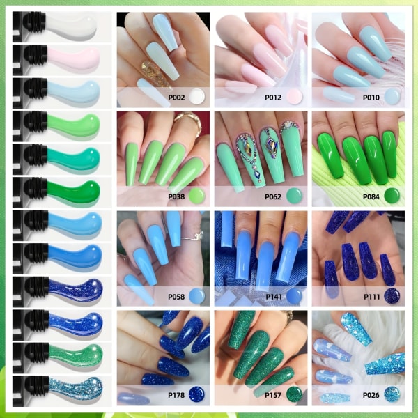 12 färger poly nagel gel kit med ren poly gel och glitter poly nagel gel långvarig poly gel nagel färg paket Professionella poly gel kit poly 12 Colors