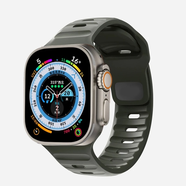 Mjuk silikonrem för Apple Watch Band Ultra 49mm 44mm 45mm 42mm 41mm 42mm 38mm sportklockarmband iwatch Serise 8 7 6 5 armband 03-Dark-night-green 42mm 44mm 45mm 49mm