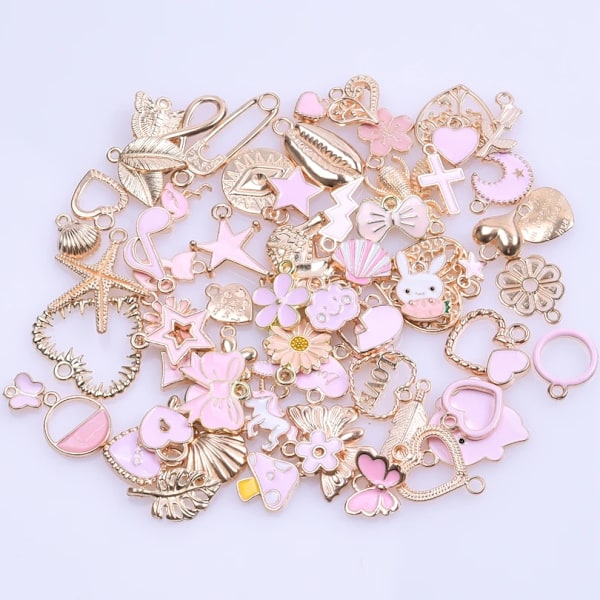 Emalj Legering Hjärta Lämnar Svamp Rosa Guld Färg Charms Shell Starfish Diy Kvinnor Armband Smycken Göra Mix Penna Tillbehör För Tillverkning Random 20pcs