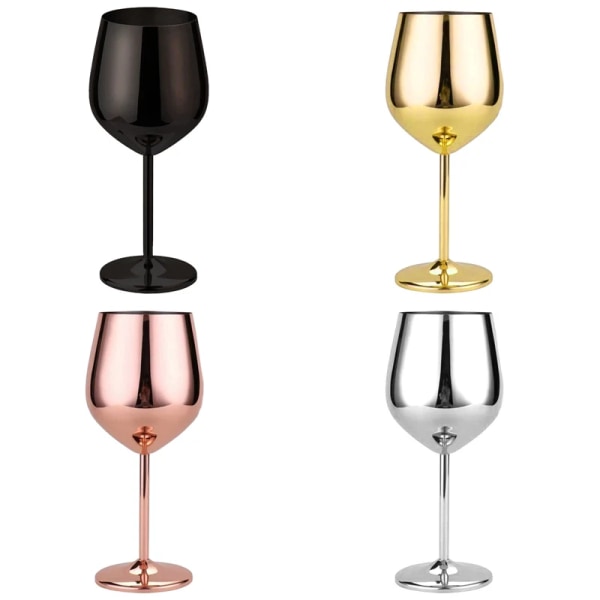 500ml Rostfritt stål Vinglas Kreativt Metall Vinglas Cocktailbägare Rödvinsglas Champagnekopp För Hembar Restaurang RGD 500ML 21.3x7.5x7.8cm