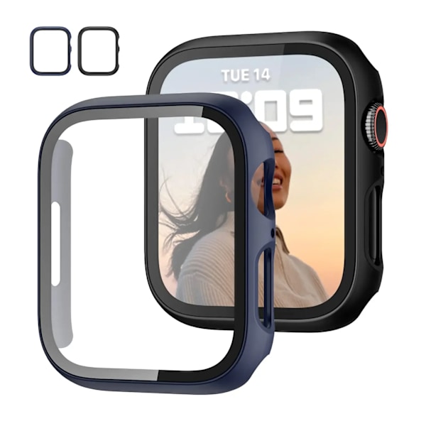 Härdat Glas Låda För Apple Watch Series 8 7 44Mm 45Mm 41Mm 40Mm 42 Iwatch 6 Se 5 4 3 Skärmskydd. Tillbehör Till Apple-Klocka Orange 44MM