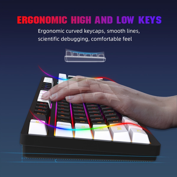 104-Keys 2.4G film trådlöst tangentbord Mus Set RGB Switchable Light Uppladdningsbart svart och vitt färgmatchande mekanisk känsla Tangentbord för kontor Black And White