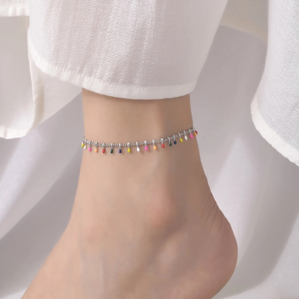 Rostfritt Stål Fashion Dance Anklet För Kvinnor Polychromatic Anklets Party Banquet Sommar Smycken SA172-Gold