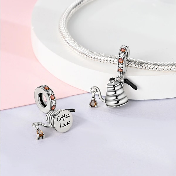 925 Silver Charms Ugla Champagne Hjärta Pärlor Passa Original Pandora Armband Hängande Göra För Kvinna Smycken KTC1199