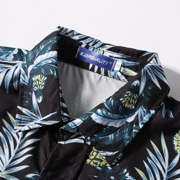 Printed sommarskjorta för män tunn strandskjorta herrkläder Pikétröja med sköldpaddshals för män Casual topp WHITE 3XL 80-90kg