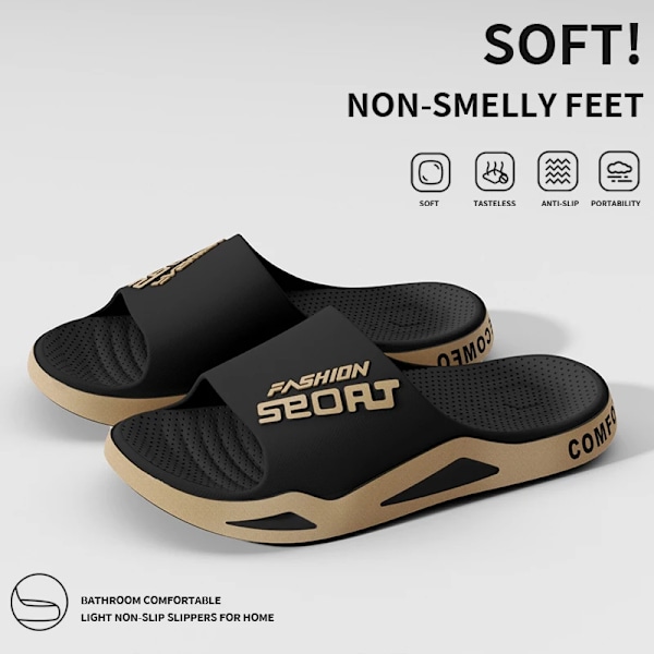 Herre Sommer Mode Slippers Til Hjemmet, Bløde Sol, Pvc Holdbart Materiale, Udendørs Sport Og Fritid Strand Sko Til Par black 38-39