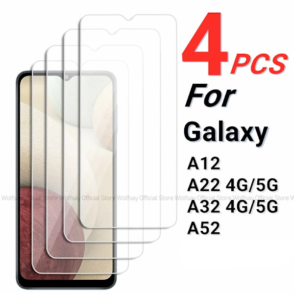 2/4Pcs Skärmskydd För Samsung Galaxy A12 Härdat Glas För Samsung Galaxy A12 A22 A32 A52. Full Lim Omslag Skyddande Film. For Galaxy A12