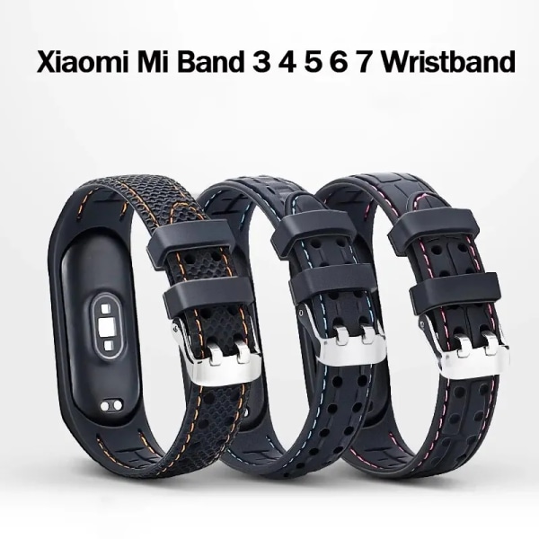 Rem för Mi Band 7 6 5 4 3 Klockarmband Sport Silikon Smartwatch Armband för Xiaomi Mi Band 6 4 7 5 Rem Tillbehör Armband black