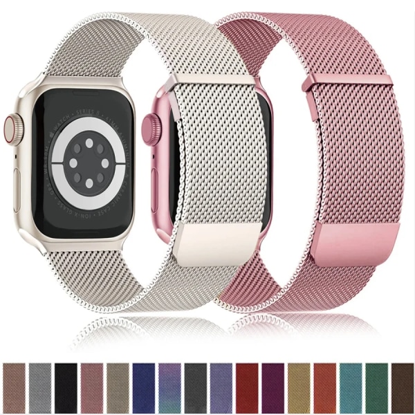 Milanese Loop för apple watch band 44mm 40mm 45mm 41mm 42-38-44mm band ultra 2 49mm metallband iwatch series 9 8 7 6 SE 5 4 3 Rose gold 07 49mm-42mm-44mm-45mm