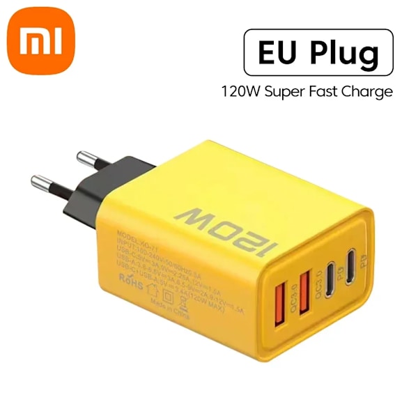 Xiaomi 120W 4 Portar Usb C Pd Snabbladdare 3.0 Typ C Usb Telefonladdare Snabb Laddningsadapter För Samsung Huawei EU Charger