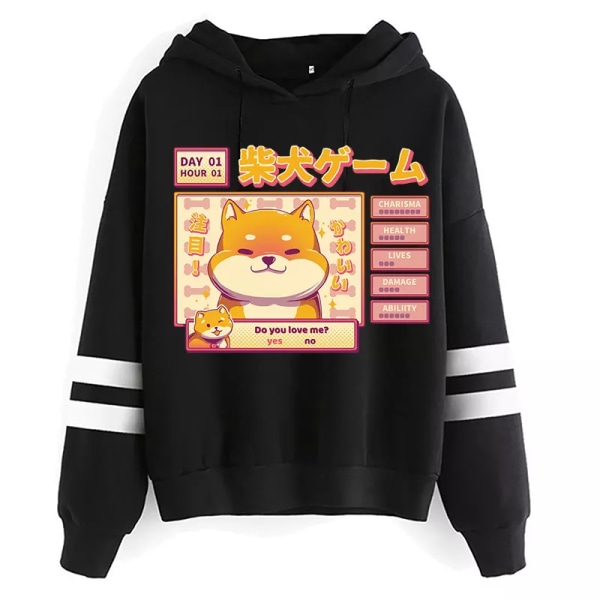 Shiba Inu Hoodie Harajuku Funny Cartoon Pullover Dam Ulzzang Söt koreansk stil Kawaii Sweatshirt Streetwear 90s Hoody Dam 804 Asian L