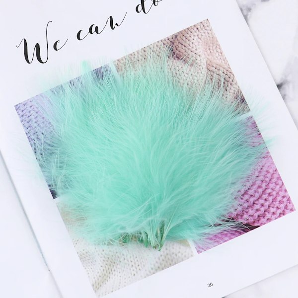 Engros 8-12cm Farvede Tyrkefjer Naturlige Marabou til fluebinding Marabou fjer til Håndværk Smykkefremstilling Dekoration Mint Green 50pcs