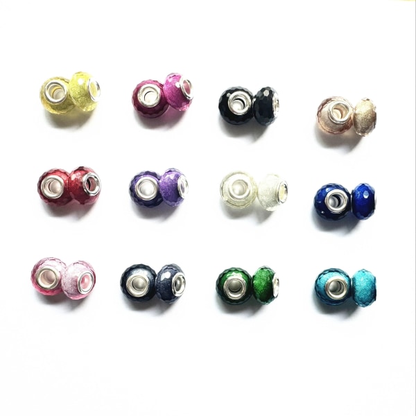 12st blandade färger facetterade hartspärlor Stora hål Pärlor Spacer Pärlor För DIY Armband Tillbehör Pärlpärlor Smycketillverkning 12pcs