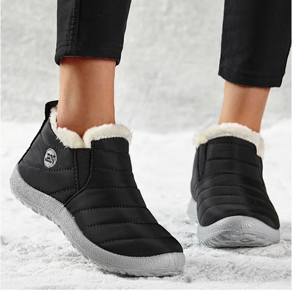 Mænds Vinterstøvler Varme Pels Ankelstøvler Til Vinter Sko Mænd Vandtætte Sne Støvler Par Vinter Casual Sneakers Letvægts Booties Mænd Black 38(EU38)