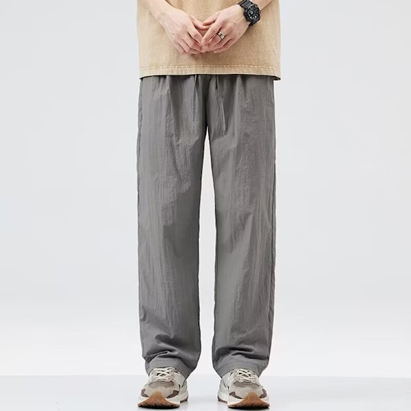 Alle Matchende Casual Bukser Mænds Løs Straight Casual Bukser 2024 Trendy Mænds Ensfarvede Bukser All-Match Ins Hong Kong Style Fashion Mænds Bukser Grey XXXL