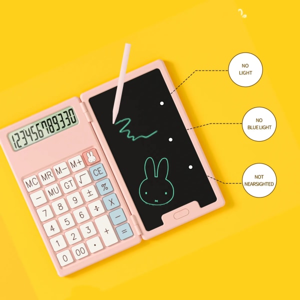 Miffy Bärbar Miniräknare LCD-skärm Skrivplatta Vikbar Vetenskaplig Miniräknare Surfplatta Digital ritplatta med penna Pink